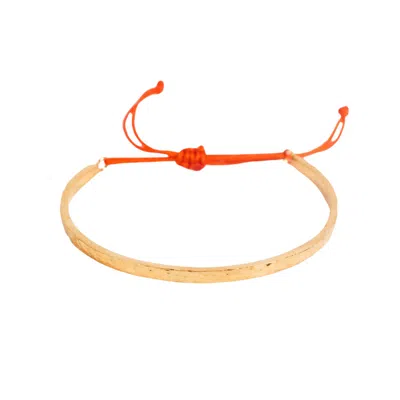 Les Reines Women's Gold / Yellow / Orange Reddish Elegance - Hammered Bracelet 24k Gold Plated