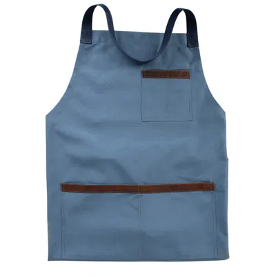 Leathere Durable Canvas Work Apron - Steel Blue - Provence