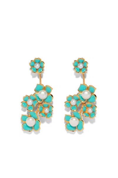 The Pink Reef Women's Green  Falling Florals In Turquoise