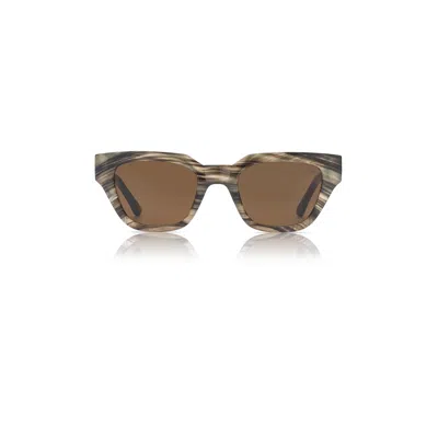 A. Kjærbede Women's Black / Yellow / Orange Kaws Sunglasses Striped Horn