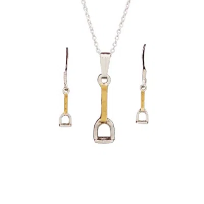 Simon Kemp Jewellers Women's Horse Stirrup Set Of Necklace And Earrings Eighteen Carat Gold On Silver
