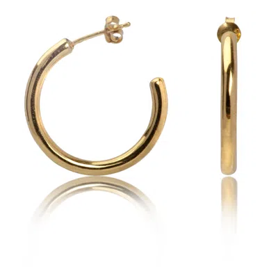 The Jewellery Store London Women's Plain Open Hoop Studs Earrings In Gold Vermeil