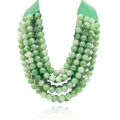 Michael Nash Jewelry Women's Multi-strand Jade Green  Resin Necklace With Vegan Adjustable Clasp
