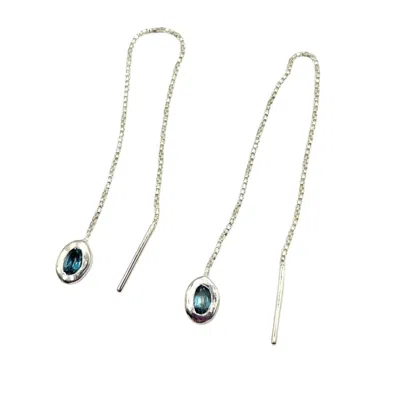 Amy Delson Jewelry Women's Blue / Silver Thelma - London Blue Topaz Silver Threader Earrings