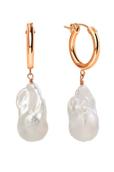 Katy Faye Women's Rose Gold Bella Pearl Earrings