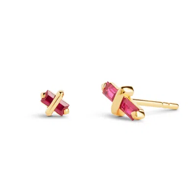 Kasun Women's Gold / Pink / Purple Candy Kiss Earrings - July - Ruby - Gold Vermeil