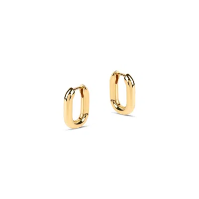 Amadeus Women's Bella Mini Rectangular Gold Hoop Earrings