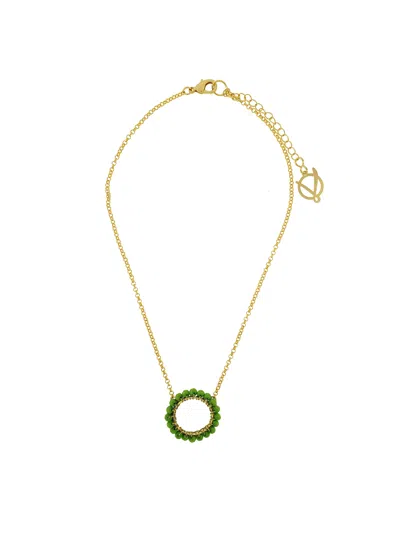 Lavish By Tricia Milaneze Women's Gold / Green Neon Green Ellie Handmade Crochet Necklace