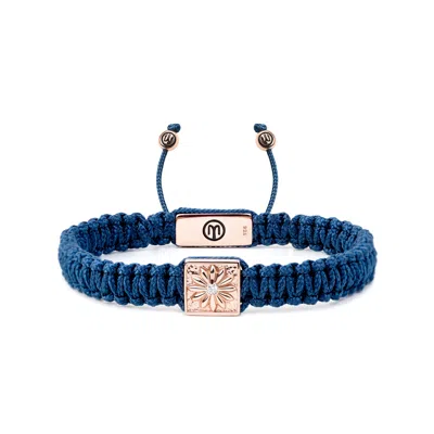 Mahigan Women's Blue / Rose Gold Navy Blue Macráme Bracelet With White Moissanite In Rose Gold