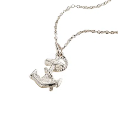 Posh Totty Designs Women's Silver Rope And Anchor Charm Necklace