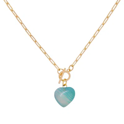 Valerie Chic Women's Gold / Blue Blue Agate Heart Transparent Necklace