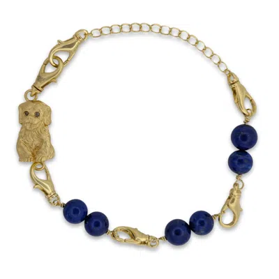 Frenvyrn Men's Gold / Blue Puppy Convertible Lapis Bracelet Bag Charm Medium