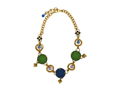Vickisarge Women's Gold / Green / Blue Sour Apple Necklace