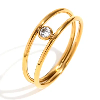 Olivia Le Women's Hope Double Layer Gold Rhinestone Minimalist Ring