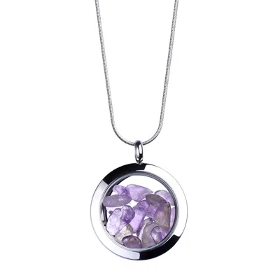 My Little Nature Women's Pink / Purple Amethyst Necklace With Natural Stones –  Birthstone Necklace For All Occasions