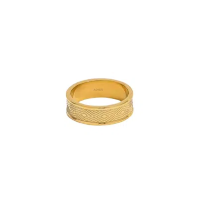 Adiba Women's The Diamonds Pattern Gold Plated Stainless Steel Ring