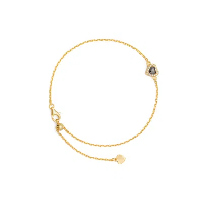 Jiaying Wang Wjy Studio London Women's Black Birthstone Obsidian Love Heart Adjustable Bracelet Anklet