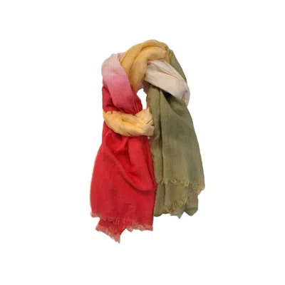 Tiger And The Monkey Women's Green / Pink / Purple Ombre Salmon Sage Silk Cotton Pareo Wrap Scarf