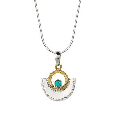 Charlotte's Web Jewellery Women's Sundar Fan Silver Pendant Necklace - Turquoise