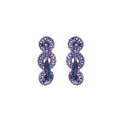 Lavish By Tricia Milaneze Women's Pink / Purple / Blue Neon Purple Mix Moira Cascade Handmade Earrings