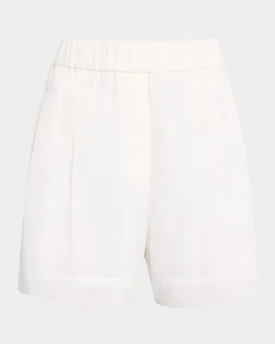 Brunello Cucinelli Pull-up Cotton Gauze Shorts In White