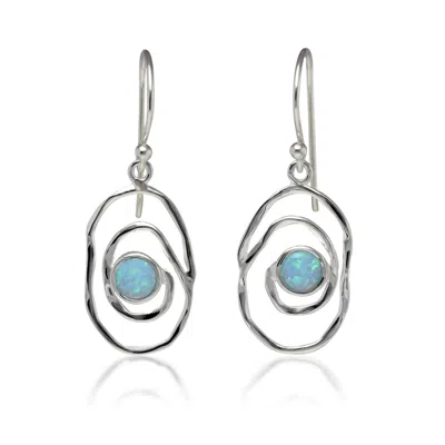 Isla Silver Women's Blue / Silver Contemporary Sterling Silver Opal Earrings