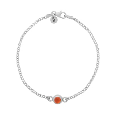 Nellou Jewellery Women's Yellow / Orange Carnelian Birthstone Gem Dot Bracelet Sterling Silver - July