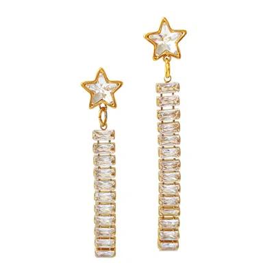Smilla Brav Women's Gold / White Zirconia Earrings Stardust