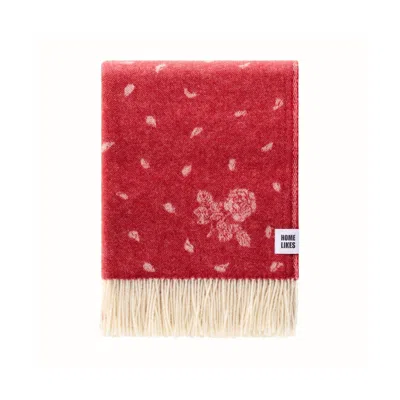 J.j.textile Red / White Red Hearts Wool Throw