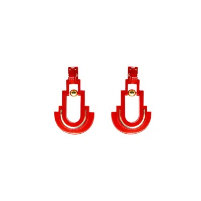 Gissa Bicalho Women's Handmade Earring Acrylic Craft Verner / Red