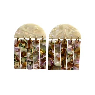 Closet Rehab Women's Green / Pink / Purple Fringe Earrings In Secret Garden