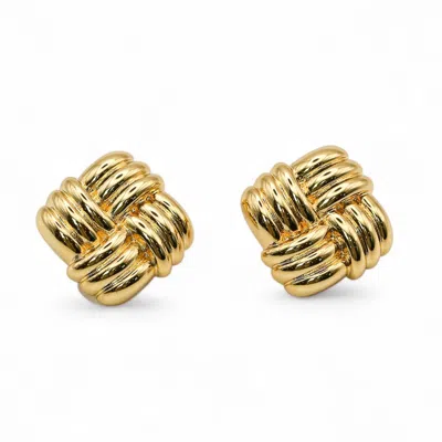 Miss Cecilia Women's Gold Square Woven Ear Studs