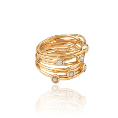 House Of Elliott Women's White / Gold Dorene Ring With Pearls