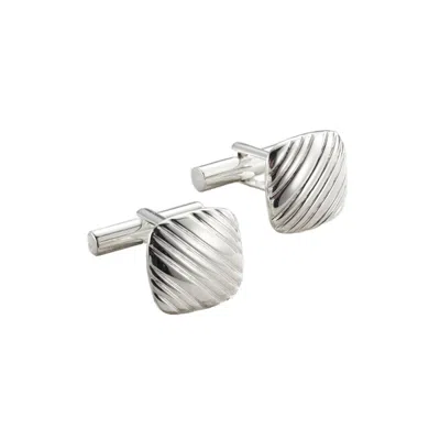 Posh Totty Designs Men's Ribbed Sterling Silver Square Cufflinks