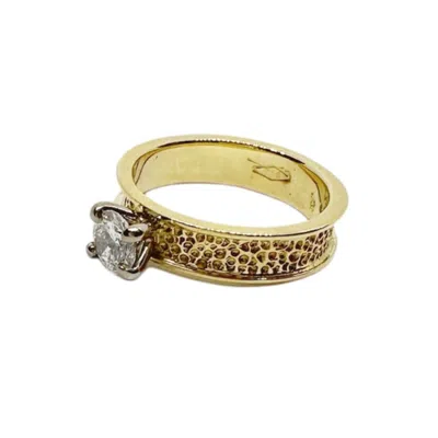 Tg-jewellery By Tamara Gervasio Women's Gold / White Textured Gold Solitaire Diamond Ring One Of A Kind