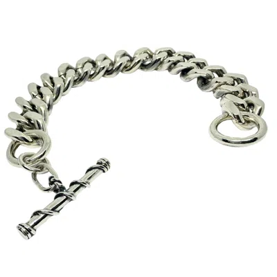 Tg-jewellery By Tamara Gervasio Men's Chunky Solid Silver Curb Bracelet Twisted T-bar