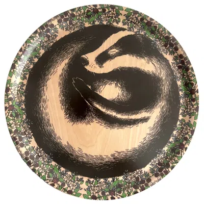 Jimbobart Sleeping Badger Birch Round Tray