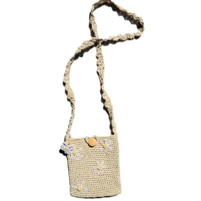Springmoonatelier Women's Neutrals Daisy Raffia Beige Mobile Phone Bag