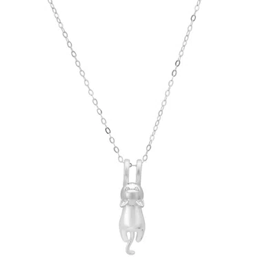 Kylie Harper Women's Dangling Kitty Cat Pendant Necklace In Sterling Silver