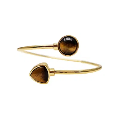 Farra Women's Brown Tiger-eye Stone Bangle