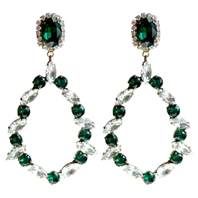 Laura Gray Women's Green Emerald Crystal Chandelier Earrings