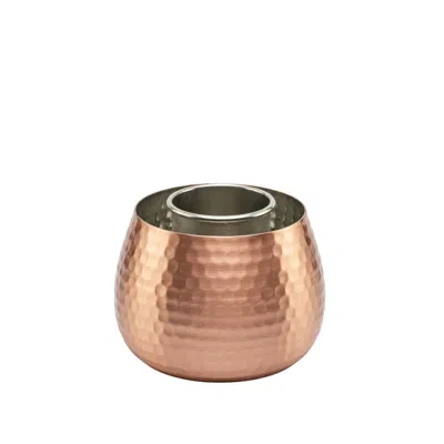 Anatoliacraft Brown Handcrafted Hammered Copper Ice Holder For Glasses