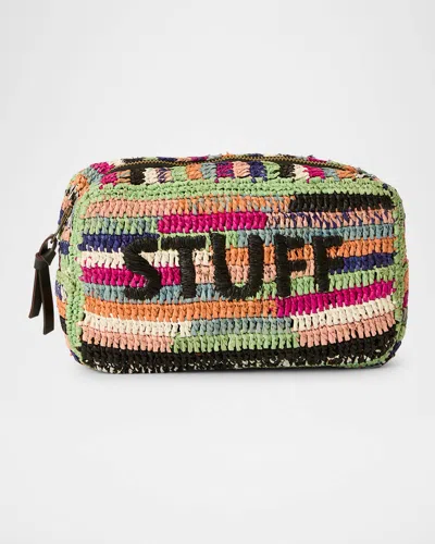 Btb Los Angeles Small Stuff Multicolor Straw Cosmetic Case