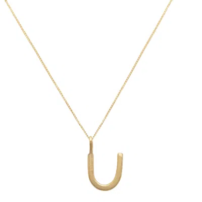 Lily Flo Jewellery Women's Solid Gold Letter U Pendant Necklace