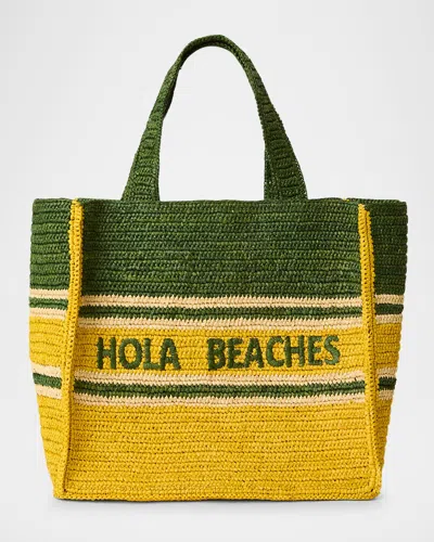 Btb Los Angeles Hola Beaches Straw Boxy Tote Bag