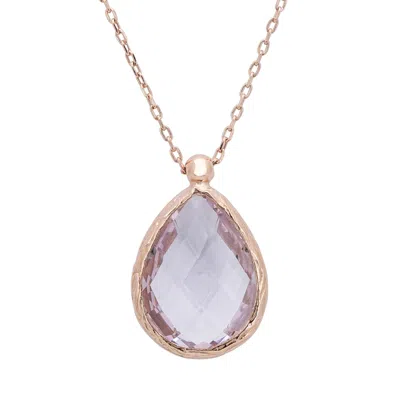 Latelita Women's Pink / Purple / Rose Gold Petite Drop Necklace Rosegold Rose Quartz Hydro