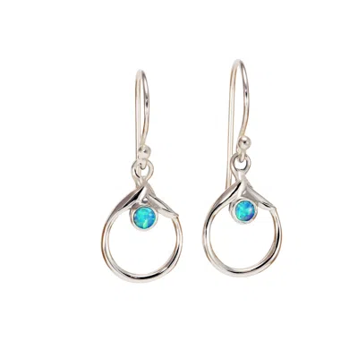 Isla Silver Women's Blue / Silver Handmade Sterling Silver & Blue Fire Opal Drop Earrings