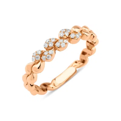 Melez Mini Atelier Women's Gold / Rose Gold / White Seeds Ring - Solid Rose Gold With Diamonds