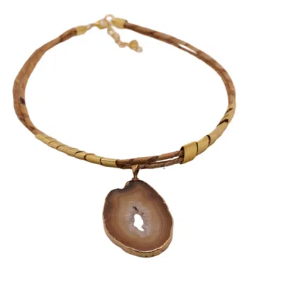 Nart Nature Making Art Women's Gold / Brown The Rock Banana Fiber Necklace