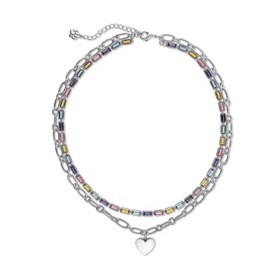 Cloud Haven Men's  Layered Heart Necklace Silver